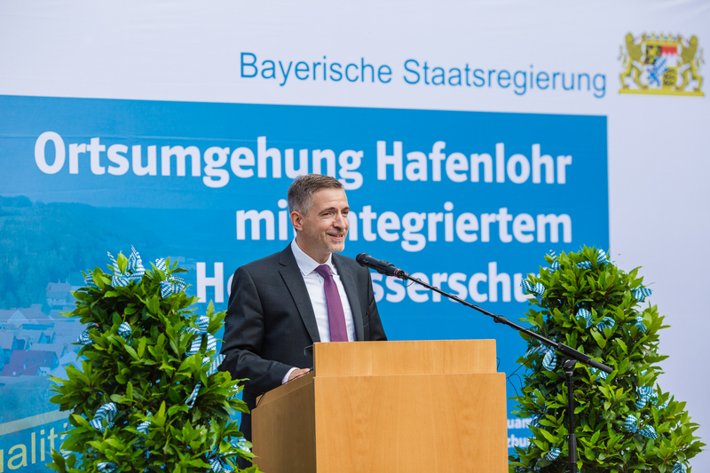 Spatenstich Ortsumgehung Hafenlohr mit Hochwasserfreilegung mit Ministerpräsident Dr.Markus Söder